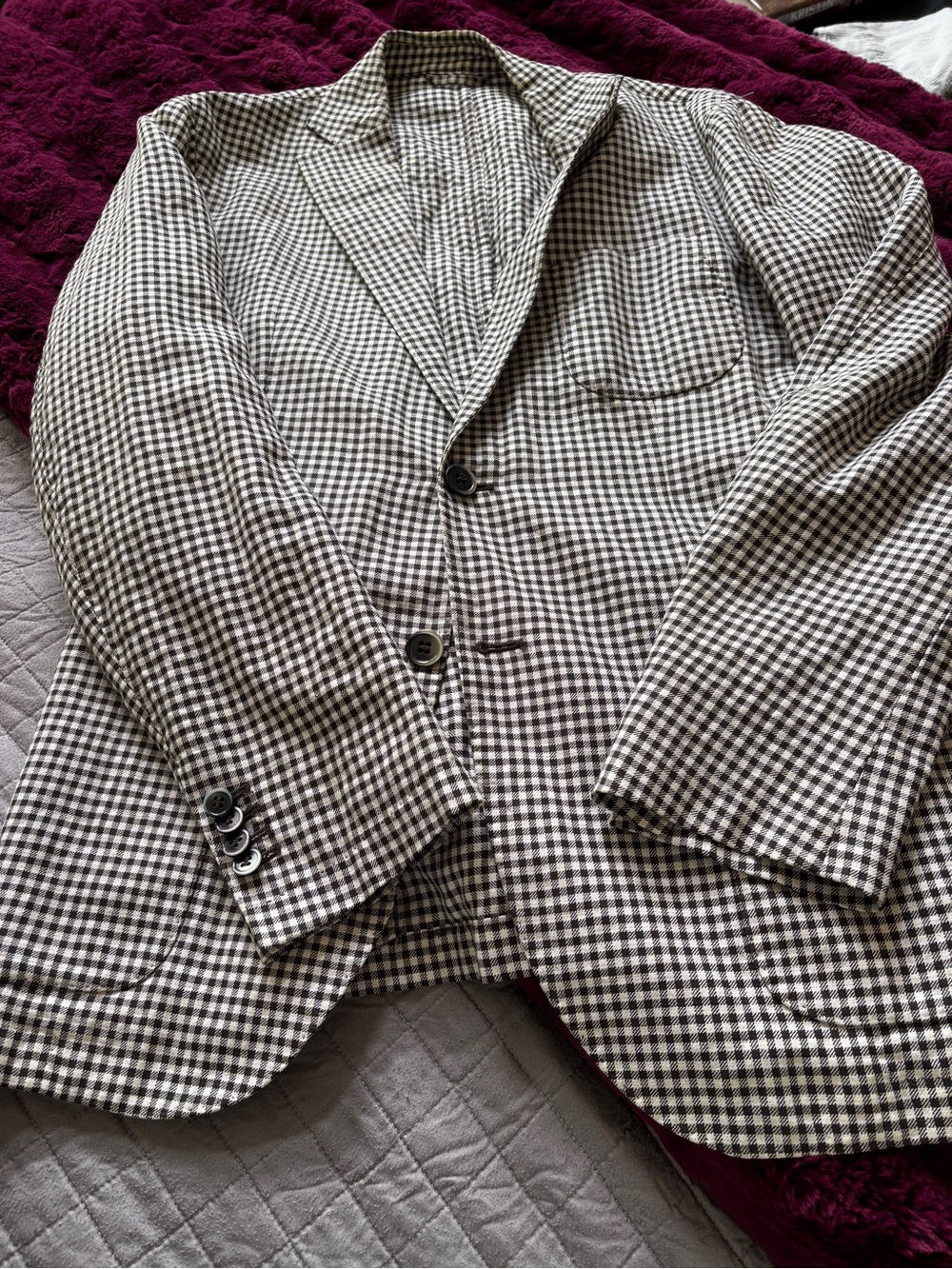 LBM 1911 Classic brown & cream Gingham Men's Blazer nwot